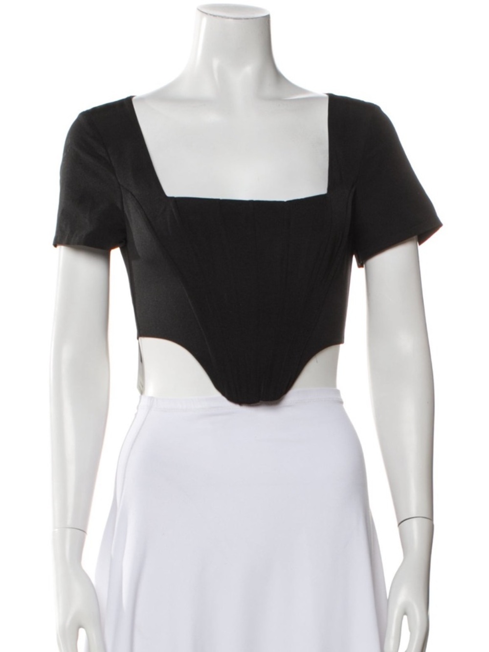 NWT STAUD Black Cropped Square-Neck Top